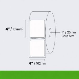 4" x 4" 102mm x 102mm direct thermal label on roll