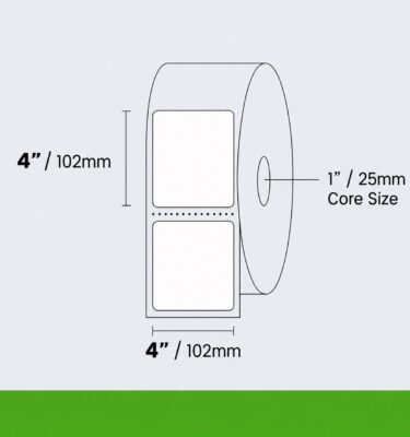4" x 4" 102mm x 102mm direct thermal label on roll