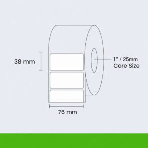 76 x 38 mm direct thermal labels