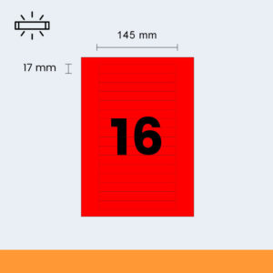 16 fluorescent red laser labels per A4 sheet